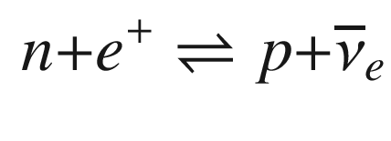 $$\begin{aligned} n{ +}e^{{ +}}\rightleftharpoons p{ +}{\overline{\nu }}_e \end{aligned}$$