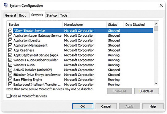 A screenshot shows the System Configuration dialog box.