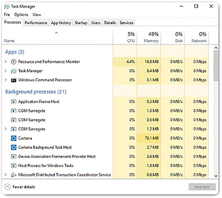 A screenshot shows the Task Manager window.