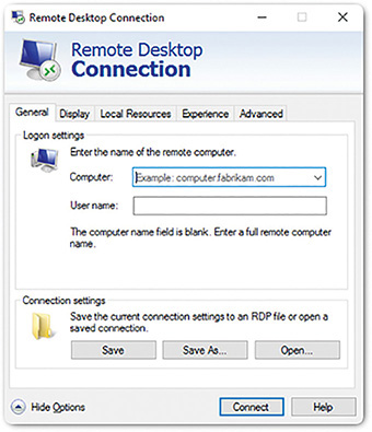 A screenshot shows the Remote Desktop Connection window.