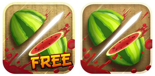 Iconos de Fruit Ninja en sus dos versiones