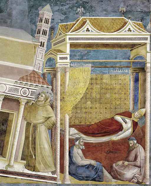 Giotto,Storie di san Francesco, Il sogno di Innocenzo, 1295-1297/1299, affresco, cm 270