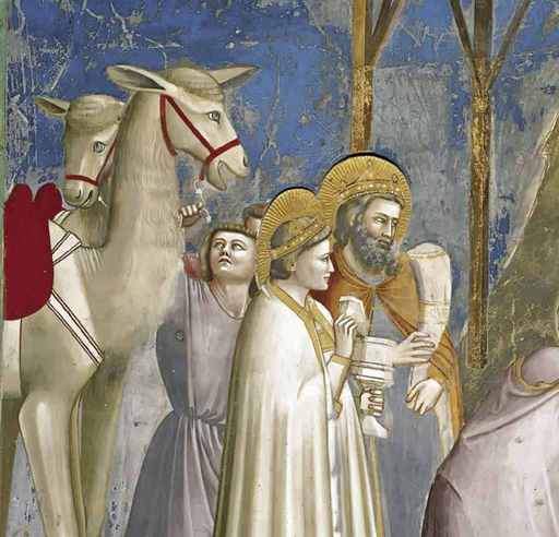 Giotto,Storie di Cristo, L’adorazione dei Magi, particolare, 1303-1304, affresco, Padova, Cappella degli Scrovegni 