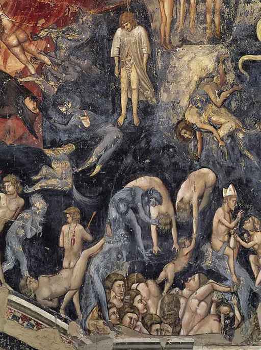 Giotto,Giudizio Universale, particolare con i dannati, 1303-1304, affresco, Padova, Cappella degli Scrovegni 