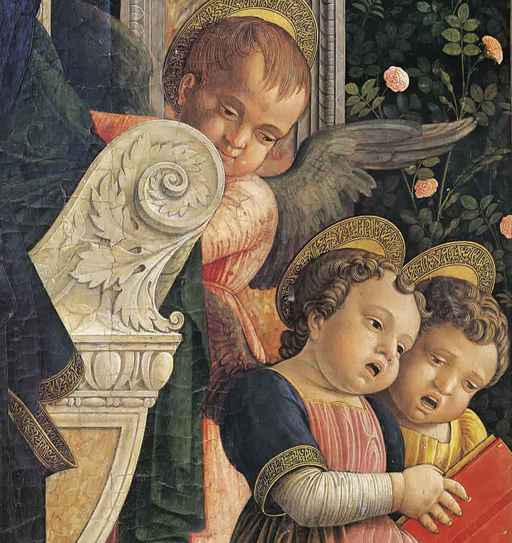 Andrea Mantegna,Pala di San Zeno, particolare con gli angeli cantori 