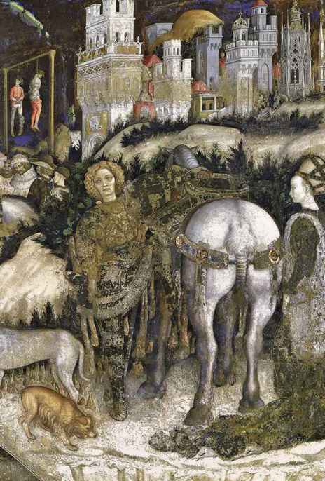 Pisanello,San Giorgio e la Principessa, particolare, 1437-1438, affresco, Verona, Santa Anastasia 