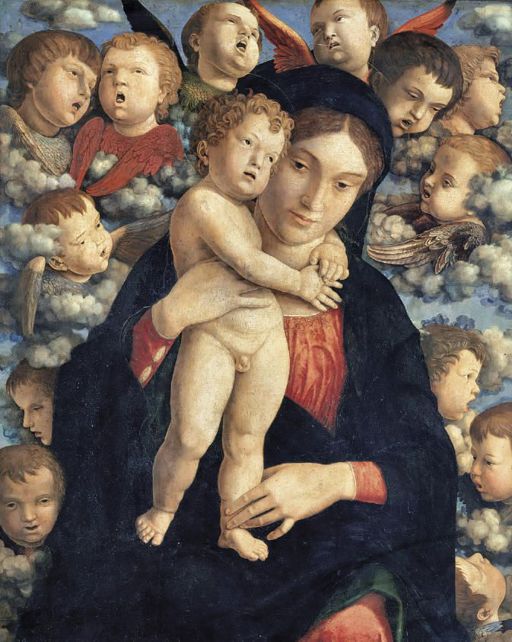 Andrea Mantegna,Madonna con il Bambino e un coro di cherubini, intero, 1485, tempera su tavola, Milano, Pinacoteca di Brera 