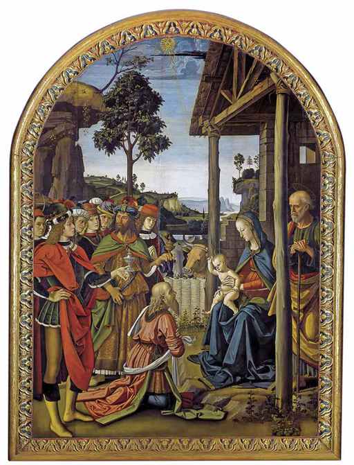 Pietro Perugino,Adorazione dei Magi, 1475, olio su tavola, cm 241