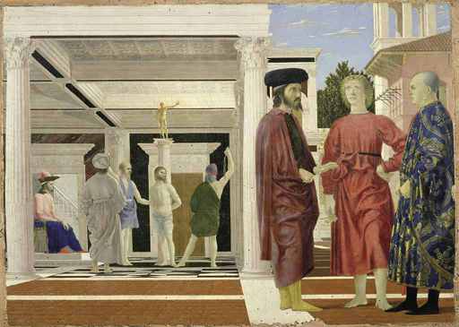 Piero della Francesca,Flagellazione, 1455 ca, tempera su tavola, cm 59