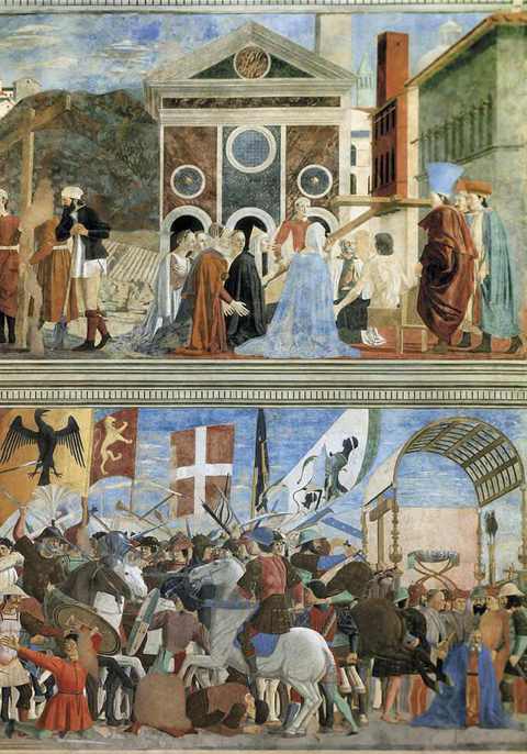 Piero della Francesca,Leggenda della Vera Croce, Scoperta e prova della Vera Croce, Battaglia di Eraclio e Cosroe, particolare, 1452-1459, affresco, Arezzo, San Francesco 