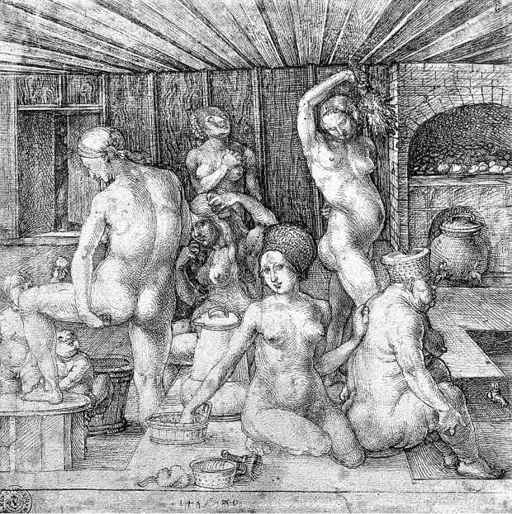 Albrecht Dürer,Il bagno delle donne, 1496, penna e inchiostro su carta, cm 23,2