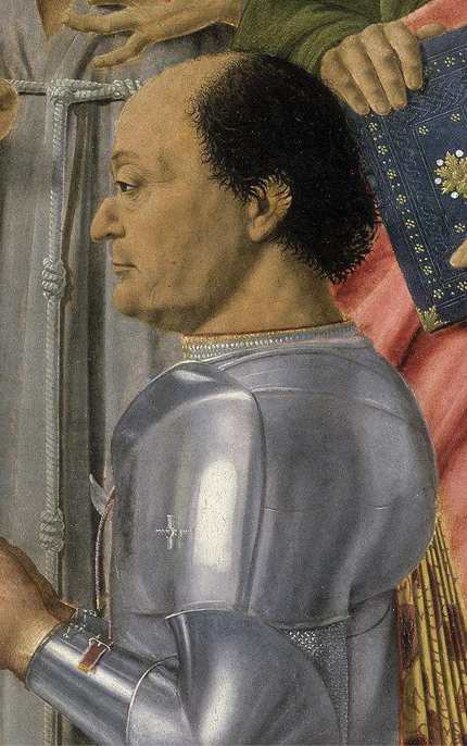 Piero della Francesca,Pala di Brera, particolare con il ritratto di Federico da Montefeltro, Milano, Pinacoteca di Brera 