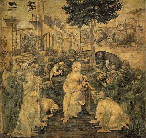 Leonardo,Adorazione dei Magi, 1481-1482, olio su tavola, cm 246