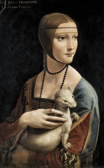 Leonardo,Ritratto di Cecilia Gallerani (La Dama con l’ermellino), 1488-1490, olio su tavola, cm 54,8