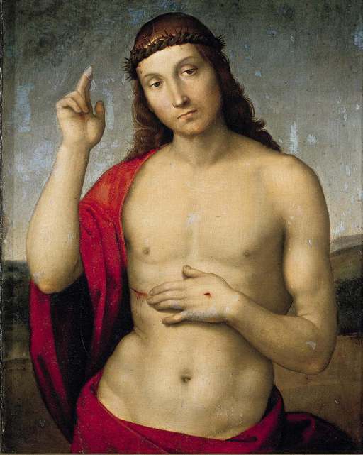 Raffaello,Cristo benedicente, 1504-1506, olio su tavola, cm 30