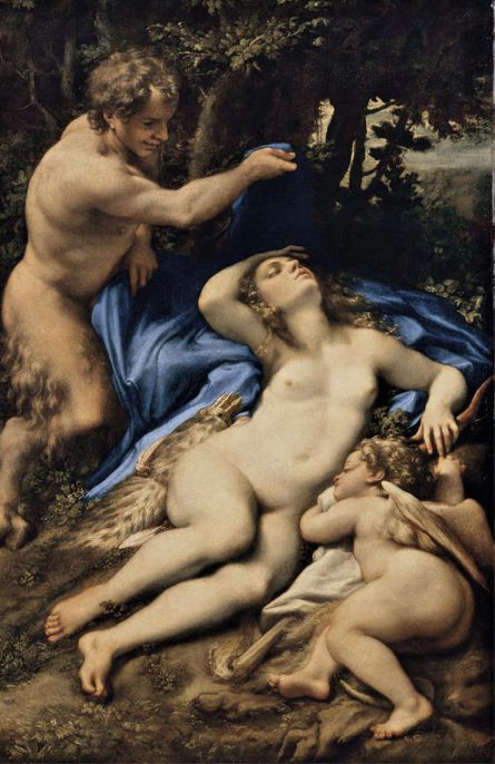 Correggio,Venere e Cupido spiati da un satiro, 1524-1527 ca, olio su tela, cm 188