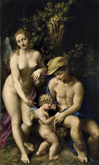 Correggio,Educazione di Cupido, 1525, olio su tela, cm 155,6