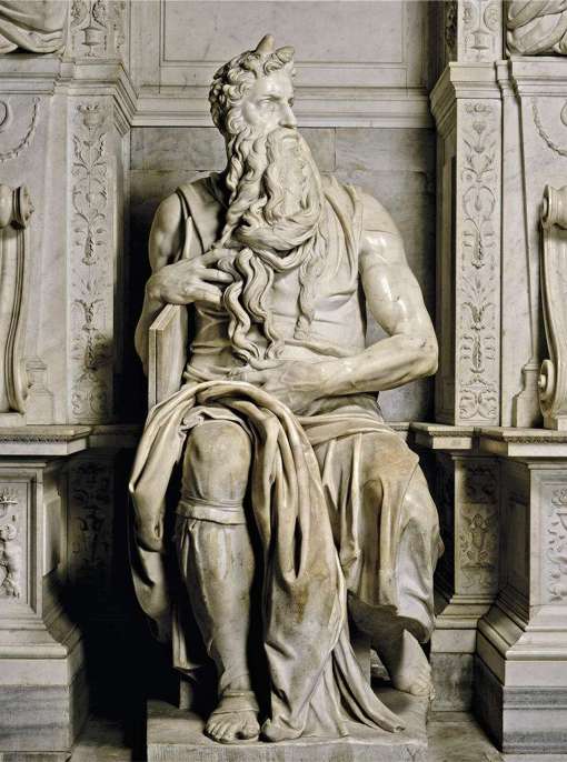 Michelangelo,Mosè, particolare della tomba di Giulio II, 1513-1516, marmo, altezza cm 235, Roma, San Pietro in Vincoli 