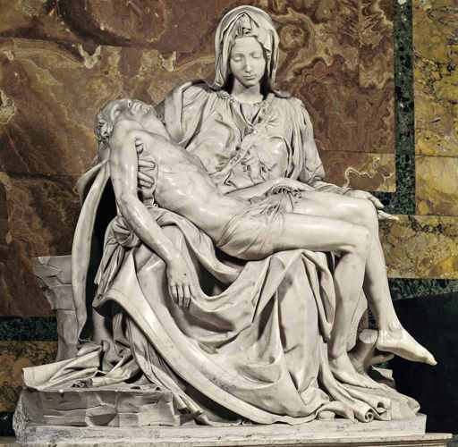 Michelangelo,Pietà, intero, 1498-1499, marmo, altezza cm 174, Città del Vaticano, basilica di San Pietro 