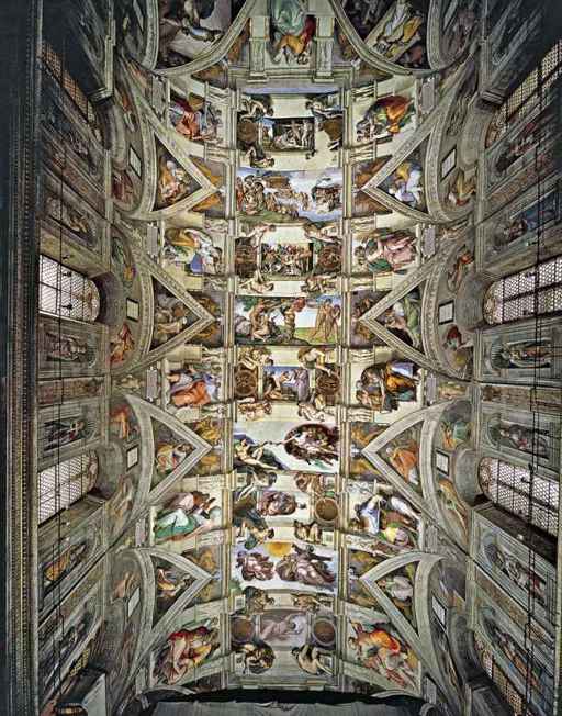 Michelangelo,Volta della Cappella Sistina, 1508-1512, affresco, Città del Vaticano, Musei Vaticani, Cappella Sistina 