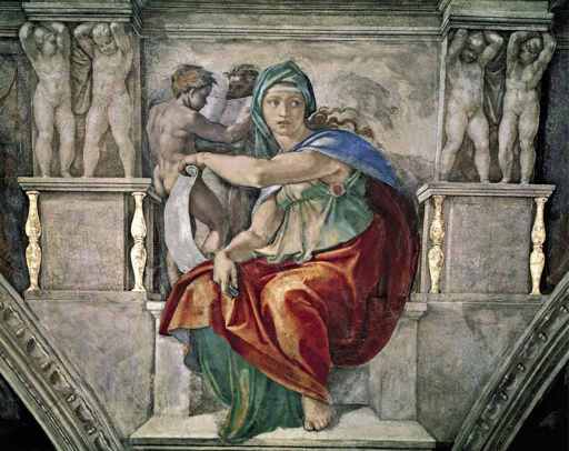 Michelangelo,Sibilla Delfica, 1510-1511, affresco, Città del Vaticano, Musei Vaticani, Cappella Sistina 