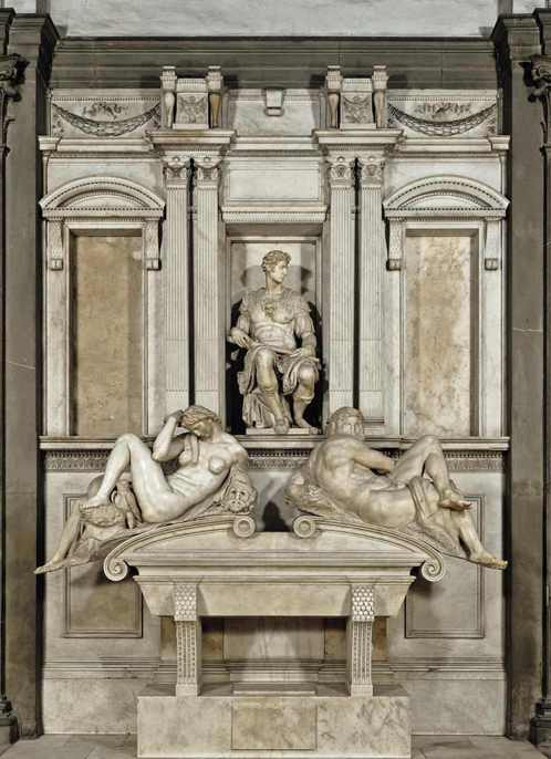 Michelangelo,Tomba di Giuliano de’ Medici duca di Nemours, 1526-1534, marmo, altezza cm 589, Firenze, San Lorenzo, Sagrestia Nuova 