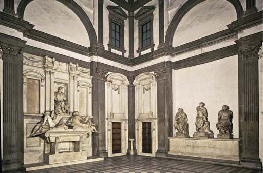 Interno della Sagrestia Nuova con laVergine Medici e i santi Cosma e Damiano, 1521-1534, marmo, Firenze, San Lorenzo 