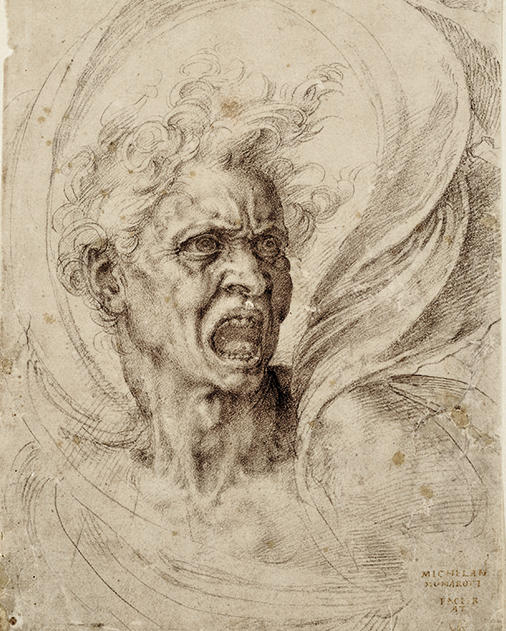 Michelangelo,Anima dannata, 1525, inchiostro su carta, cm 37