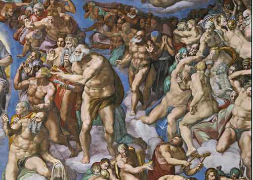 Michelangelo,Giudizio Universale, particolare con san Pietro 