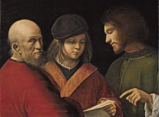 Giorgione,Le tre età dell’uomo, 1500-1501, olio su tavola, cm 62