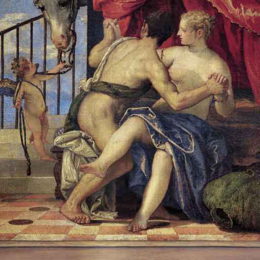 Veronese,Venere e Marte con Cupido, intero, 1575 ca, olio su tela, cm 47