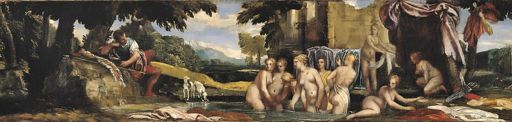 Veronese,Atteone e Diana con le ninfe, 1562-1565, olio su tela, cm 25,7