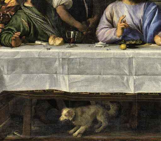 Tiziano,Cena in Emmaus, particolare, 1540 ca, olio su tela, cm 169