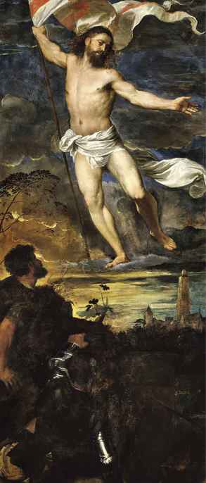 Tiziano,Polittico Averoldi, particolare con Cristo risorto, 1520-1522, olio su tavola, cm 278