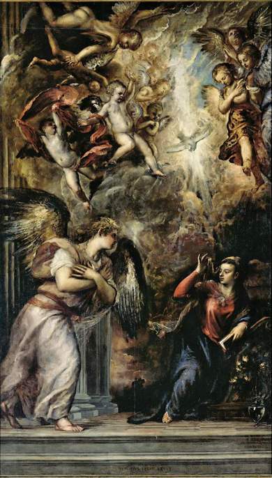 Tiziano,Annunciazione(Incarnazione), 1560-1565, olio su tela, cm 403