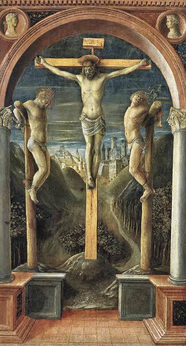 Vincenzo Foppa,I tre crocifissi, 1450 ca, tempera su tavola, cm 68