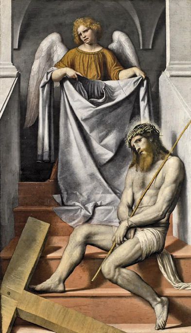 Moretto,Cristo e l’angelo, 1550 ca, olio su tela, cm 209