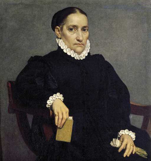 Giovan Battista Moroni,Ritratto di anziana donna in nero, 1572-1573, olio su tela, cm 95