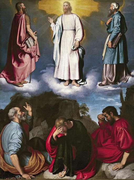 Giovan Battista Moroni,Trasfigurazione di Gesù sul Monte Tabor, 1564-1565, olio su tela, cm 200