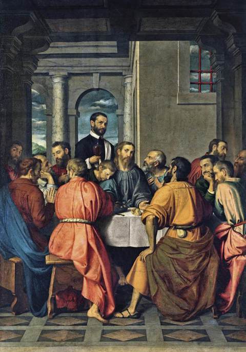 Giovan Battista Moroni,Ultima Cena, intero, 1567, olio su tela, cm 295