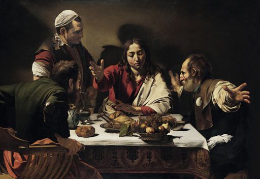 Caravaggio,Cena in Emmaus, 1601, olio su tela, cm 141