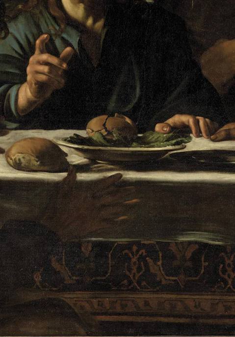 Caravaggio,Cena in Emmaus, particolare, Milano, Pinacoteca di Brera 