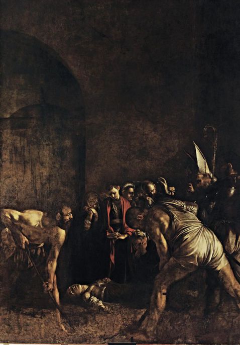 Caravaggio,Seppellimento di santa Lucia, 1607-1608, olio su tela, cm 408