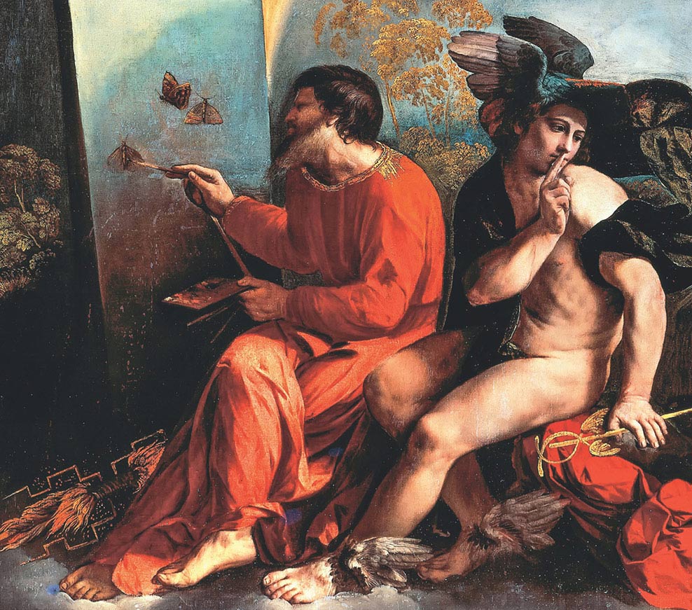 Dosso Dossi, Giove, Mercurio e la Virtù, particolare, 1529 ca, olio su tela, cm 111×150, Vienna, Kunsthistorisches Museum