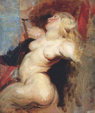 Eugène Delacroix, Nereide (copia da Rubens), 1822, olio su tela, cm 45,7×37,5, Basilea, Kunstmuseum