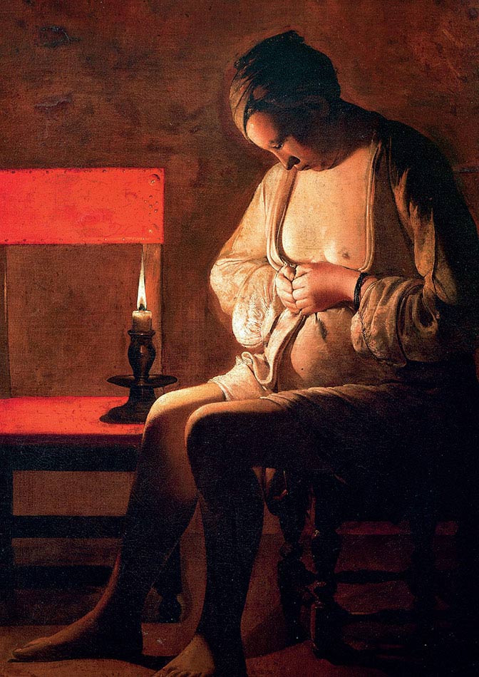 Georges de La Tour, La pulce, 1630-1634, olio su tela, cm 120×90, Nancy, Musée Lorrain