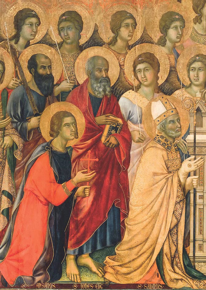 Duccio di Buoninsegna, Maestà, particolare, 1308-1311, tempera su tavola, cm 211×426, Siena, Museo dell’Opera della Metropolitana