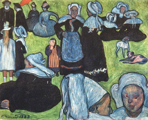 Émile Bernard, Donne bretoni sul prato, 1888, olio su tela, cm 74×92, Collezione privata