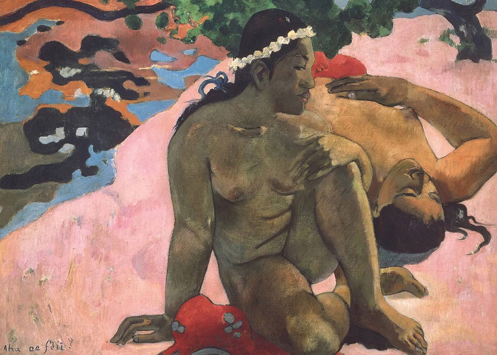 Paul Gauguin, Aha oe feii? (Come, sei gelosa?), 1892, olio su tela, cm 68×92, Mosca, Museo Puškin