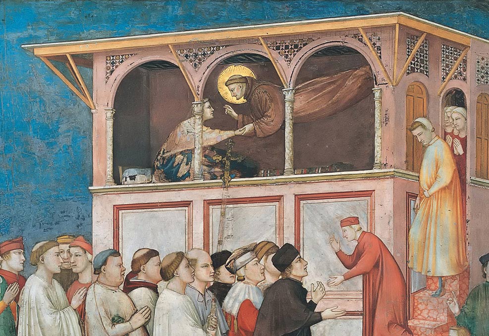 Giotto, La resurrezione del fanciullo di Suessa, 1313 ca, affresco, Assisi, San Francesco, basilica inferiore